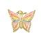 Brass Micro Pave Cubic Zirconia Enamel Pendants, with Jump Ring Charms, Lead Free & Cadmium Free, Real 18K Gold Plated, Butterfly, 21.5x26x2mm, Hole: 3.3mm