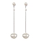 Natural Pearl Ear Studs, Dangle Earrings, with Sterling Silver Findings, Heart, Platinum, 68x11mm