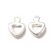 Brass Charms, Cadmium Free & Lead Free, Heart Charm, 925 Sterling Silver Plated, 7.5x5.5x1.5mm, Hole: 1mm