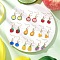 9 Pairs 9 Styles Alloy Enamel Dangle Earrings, with 304 Stainless Steel, Golden, Fruit Theme, Mixed Color, 31~36x11~14mm