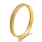 Brass Micro Pave Clear Cubic Zirconia Hinged Bangles for Women, Real 18K Gold Plated, Inner Diameter: 2-1/8 inch(5.5cm), 7.5mm