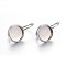 Tarnish Resistant 304 Stainless Steel Leverback Earring Settings, Flat Round, Stainless Steel Color, Tray: 8mm, 18x10x11mm, Pin: 0.7mm