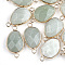 Natural Green Aventurine Links connectors, with Brass Findings, Nickel Free, Faceted, teardrop, Golden, 27.5x14.5~15x6~6.5mm, Hole: 2mm