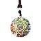 Orgonite Chakra Natural & Synthetic Mixed Stone Pendant Necklaces, Nylon Thread Necklace for Women, Flat Round, Flower, 25.59 inch(65cm)
