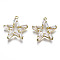Brass Inlaid Clear Cubic Zirconia Pendants, Cadmium Free & Nickel Free & Lead Free, Star, Golden, 16.5x16x2.5mm, Hole: 1mm