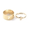 Alloy Adjustable Rings Set, Couple Rings, Moon, Golden, 2~9mm, Inner Diameter: 17~18mm, 2pcs/set