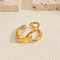 Geometric Stainless Steel Cuff Rings, Real 18K Gold Plated, 11.9mm