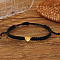 Minimalist nylon braided bracelet with stainless steel gold letter charms for men women students couples