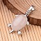 Tortoise Platinum Tone Brass Rose Quartz Pendants, 34x21x7mm, Hole: 5x7mm