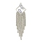Brass Rhinestone Pendants, Cadmium Free & Lead Free, Rhombus, 89x24.5x5mm, Hole: 2.5mm