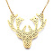 201 Stainless Steel Pendant Necklaces, with Cable Chains, Christmas Reindeer/Stag, Golden, 17.7 inch(45cm), 2mm, Reindeer: 39x38x1mm