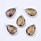 Silver Color Plated Brass Glass Teardrop Pendants, Faceted, Tan, 18x10x5mm, Hole: 2mm
