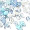Opaque Acrylic Beads, Mixed Shapes, Light Cyan, 11~25x11.8~31.5x9~17.5mm, Hole: 1.9~3mm, about 40pcs/100g