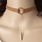 Peru Velvet Choker Alloy Rectangle Pendant Necklaces for Women, Golden, 11.81 inch(30cm)