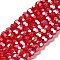 Transparent Glass Beads, 32 Facets, AB Color Plated, Round, Cerise, 6x5.5mm, Hole: 1.2mm, about 91~93pcs/strand, 19.57''~19.92''(49.7~50.6cm)