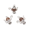 Natural Wenge Wood Pendants, Teapot, with Tibetan Style Alloy, Antique Silver, 19.5~20.5x18.5~19x8mm, Hole: 2.5mm