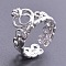 Fashionable 304 Stainless Steel Cuff Rings, Adjustable Rings, Crown, Silver, US Size 7(17.3mm)