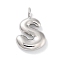 Rack Plating Brass Balloon Letter Pendants, Cadmium Free & Lead Free, Long-Lasting Plated, Platinum, Letter S, 18.5x12.5x4.5mm, hole: 2.5mm