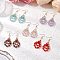 304 Stainless Steel Dangle Earrings, with Glass, Teardrop, Golden, Mixed Color, 58x23.5mm
