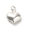 925 Sterling Silver Pendants, Puffed Heart Charms with Jump Rings, Silver, 10x10x5mm, Hole: 3mm
