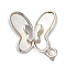 Brass with Natural Shell Fold Over Clasps, Cadmium Free & Nickel Free & Lead Free, Butterfly, Platinum, 15x12.5x8.5mm, Hole: 1.2mm
