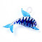 Handmade Lampwork Big Pendants, Dolphin Charms, Light Sky Blue, 54~56x65~68x15~16.5mm, Hole: 5~6x6~7mm