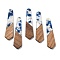 Resin and Walnut Pendants, Trapezoid, White, 48.5x12x2.5mm, Hole: 2mm