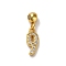 925 Sterling Silver Micro Pave Clear Cubic Zirconia European Dangle Charms, Number, Real 18K Gold Plated, 13.5mm, Hole: 0.6mm, Number: 9x3.5x1.5mm