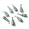 Natural Qinghai Jade Pendants, with Platinum Brass Findings, Teardrop, 26.5~29x10mm, Hole: 2.5~3.5x4~6mm