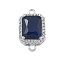 Rack Plating Brass Micro Pave Clear Cubic Zirconia Rectangle Connector Charms, with Glass, Long-Lasting Plated, Cadmium Free & Lead Free, Platinum, Blue, 17.5x11x6mm, Hole: 1.5mm