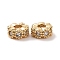 Brass Micro Pave Cubic Zirconia Beads, Cadmium Free & Nickel Free & Lead Free, Flat Round, Golden, 6x3mm, Hole: 2mm