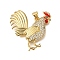 Rack Plating Brass Micro Pave Cubic Zirconia Pendants, Long-Lasting Plated, Lead Free & Cadmium Free, Rooster Charms, with Jump Ring, Real 18K Gold Plated, 31x29x4mm, Hole: 4x3mm
