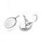 Non-Tarnish 304 Stainless Steel Leverback Earring Findings, Cabochon Settings, Oval, Stainless Steel Color, Tray: 14x10mm, 23mm, Pin: 0.9mm