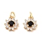 Brass Micro Pave Cubic Zirconia Pendants, Cadmium Free & Nickel Free & Lead Free, with Jump Rings, Sun Charms, Real 18K Gold Plated, 9x8x3.5mm, Hole: 2mm