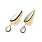 Teardrop Brass Fold Over Clasps, Cadmium Free & Nickel Free & Lead Free, with Natural Black Lip Shell, Real 18K Gold Plated, 31.5x9x9mm