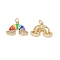 Brass Micro Pave Cubic Zirconia Charms, Cadmium Free & Nickel Free & Lead Free, with Enamel, with Jump Ring, Rainbow with Cloud Charms, Real 18K Gold Plated, 14x20x3.5mm, Hole: 3.4mm