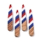 Independence Day Opaque Striped Resin & Walnut Wood Pendants, Geometric Charms, Teardrop, 43.6x7.5x3.6mm, Hole: 1.5mm