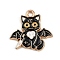 Halloween Alloy Enamel Pendants, Bat, 20x20x1.5mm, Hole: 1.8mm