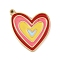 304 Stainless Steel Pendants, with Enamel, Golden, Heart, 16x14.5x1.5mm, Hole: 0.8mm
