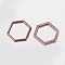 Alloy Linking Rings, Hexagon, Red Copper, 12x14x1mm