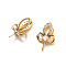Brass Pave Clear Cubic Zirconia Leaf Head Pins, for Baroque Pearl Making, Golden, 16x11mm