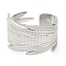 Non-Tarnish 304 Stainless Steel Open Cuff Rings, Feather, Stainless Steel Color, US Size 7 1/4(17.5mm)