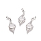 Natural Quartz Crystal Pendants, Rock Crystal Pendants, with Platinum Tone Brass Findings and Crystal Rhinestone, Flower, 37.3x15x9.8mm, Hole: 7x4.5mm