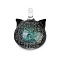 Handmade Lampwork Pendants, Cat Shape Charms, Dark Turquoise, 23.5~24x17.5x13.5~14mm, Hole: 2.5mm