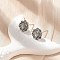 Brass Stud Earrings, Flower, Platinum, 10.5x10.5mm
