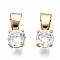 Brass Cubic Zirconia Charms, Nickel Free, Clear, Real 18K Gold Plated, 13x6x5mm, Hole: 4x7mm
