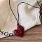 Heart Alloy Pendant Black Waxed Cord Necklaces, Dark Red, 23.62 inch(60cm)
