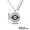 Bohemian Brass Micro Pave Clear Cubic Zirconia & Enamel Bule Evil Eye Pendant Necklaces, Platinum, 15.75 inch(40cm)