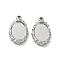 Non-Tarnish 304 Stainless Steel Pendant Cabochon Settings, Oval, Stainless Steel Color, Tray: 14x10mm, 23x14x3mm, Hole: 1.8mm