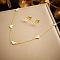 Heart Stainless Steel & Natural Shell Necklaces & Stud Earrings Sets, Golden, 410mm & 9mm